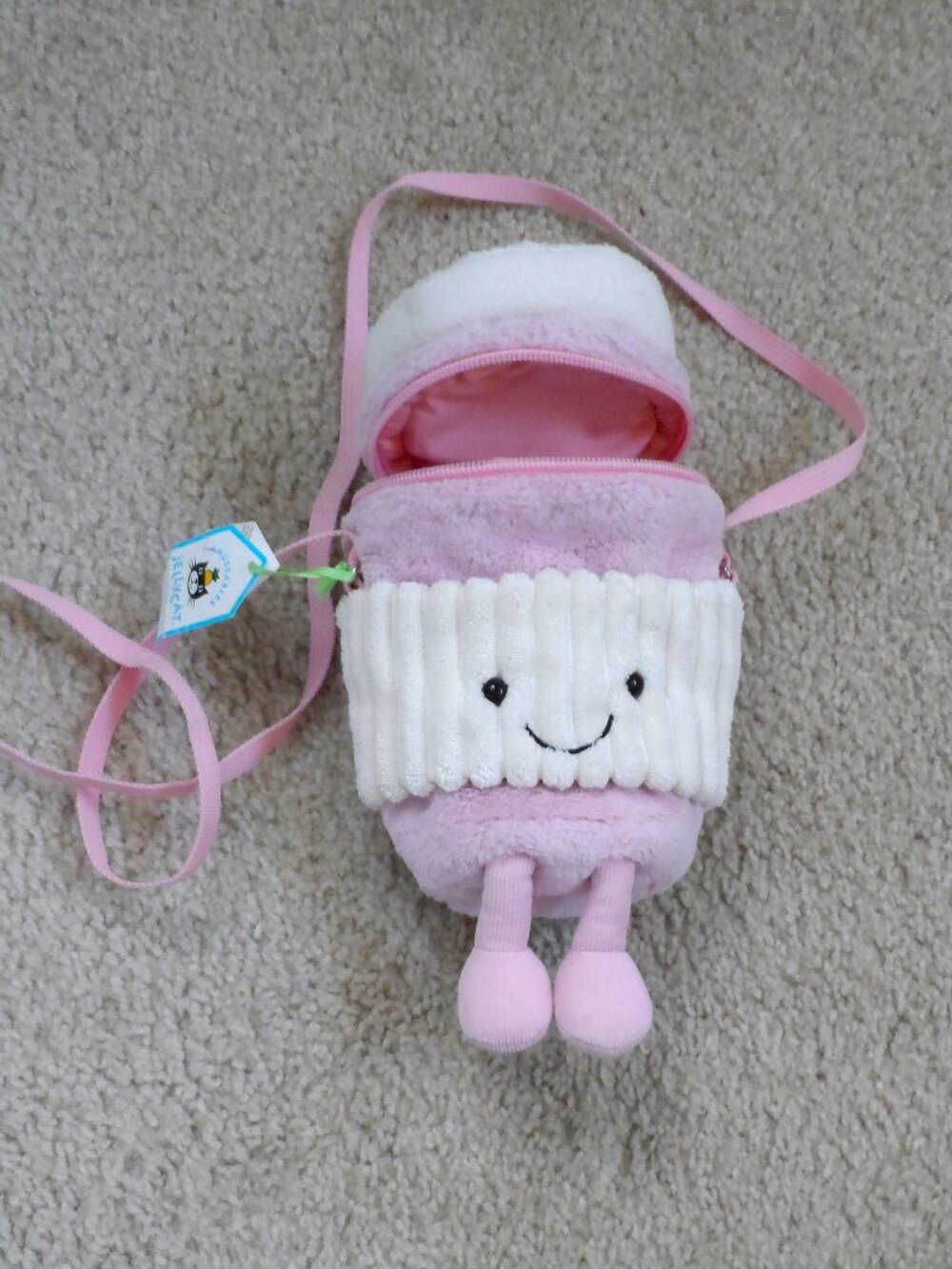 Jellycat AMUSEABLE PINK COFFEE TO GO BAG Soft Plush Toy
